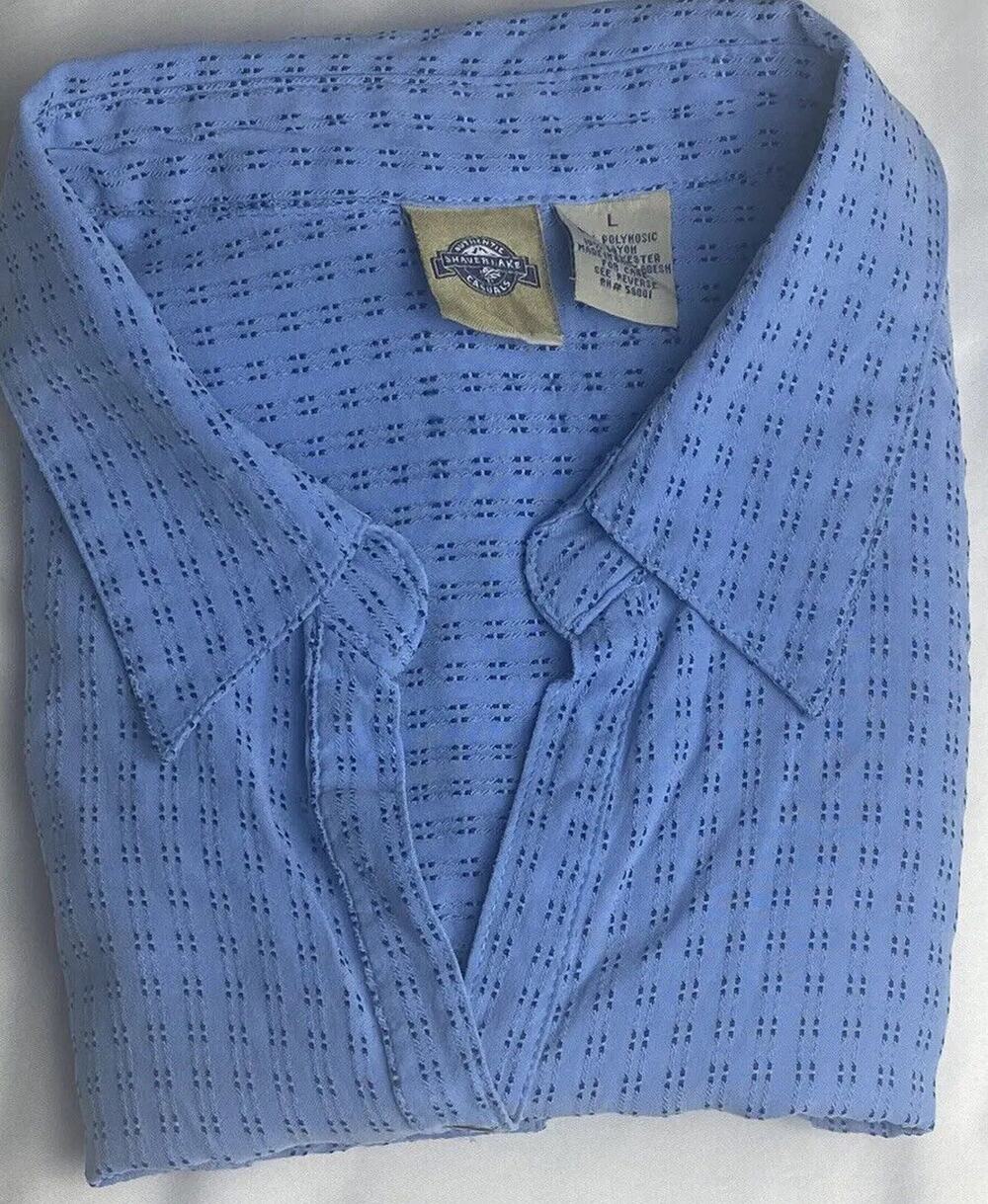 Shaver Lake Authentic Casual Women’s Collar Sleeveless Snaps Blue Top Size Large